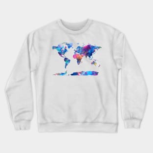 world map watercolor Crewneck Sweatshirt